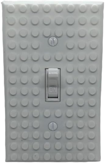 Brick Wall Plate, Single Toggle Light Switch Cover for Kids Bedroom, Game Room, 1-Gang (White)