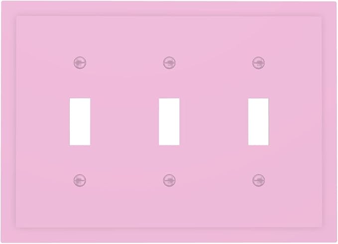Decorative Romantic Light Purple 3 Gang Toggle Wall Plate, Multicolored Watercolor Colorful Solid Violet Lavender Purple Triple Device Outlet Light Switch Cover Electrical Switch Face Wallplate Cover