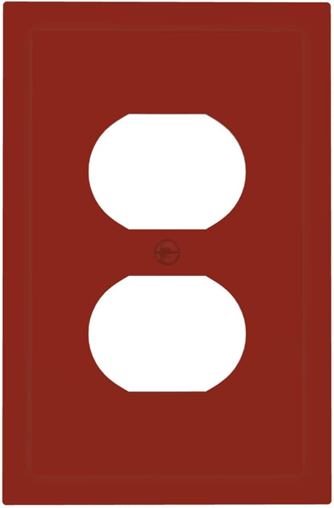 Decorative Dark Red 1 Gang Single Duplex Wall Plate Receptacle Outlet Covers, Modern Solid Colored/Color Wine Red Dual Device Socket Light Switch Cover Switchplate Faceplate Jumbo/Large Size
