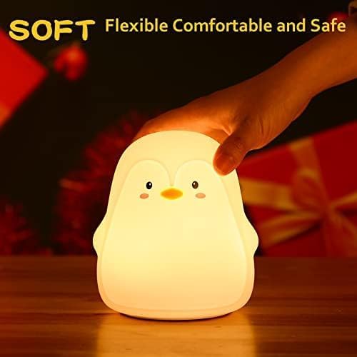 ZKLiLi Night Light for Kids Lamp, 16 Colors Lamp Cute, Dimmable Baby Night Lights for Nursery,Silicone Rechargeable Nightlight for Kids Room, Kawaii Room Decor (Penguin)