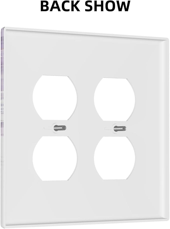Purple Plants Leaves Eucalyptus Vine Floral Flowers Outlet Covers 2 Gang Double Duplex Decorative Light Switch Covers Electrical Wallplates Socket Faceplate for Bedroom Living Room Decor