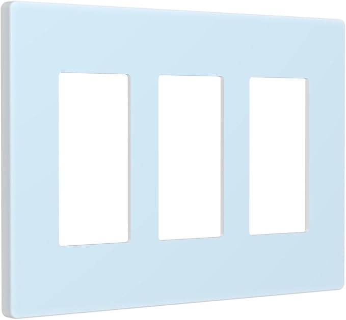 Aqua/Teal 3 Gang Triple Rocker/Decorator Light Switch Wall Plate Cover Decorative GFCI Electrical Faceplate Switchplate Dimmer