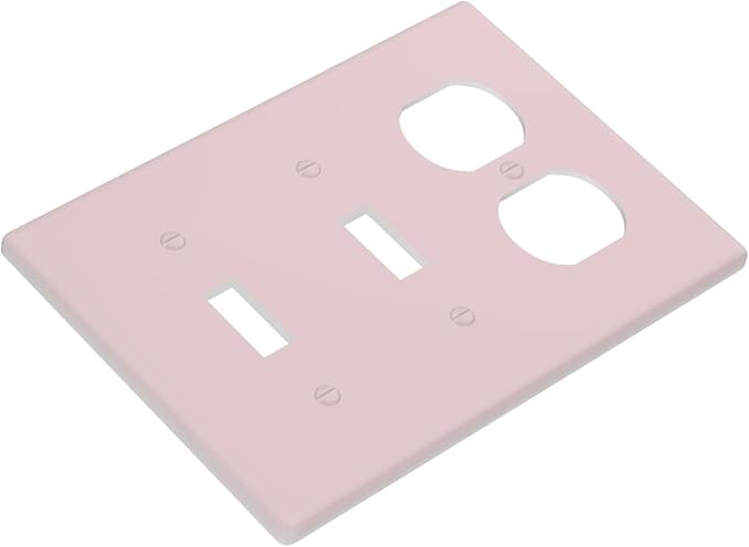 Light Pink 3 Gang 2 Toggle 1 Duplex Combination Light Switch Cover Decorative Girly Woman Solid Color Triple Combo Device Wall Plate Cover Electrical Faceplate Switch Faceplate Standard Size