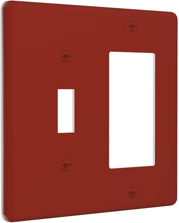 Brown 2 Gang Combination Light Switch Cover Decorative 1-Toggle 1-Decorator Wall Plate Electrical GFCI Combo Receptacle Faceplate