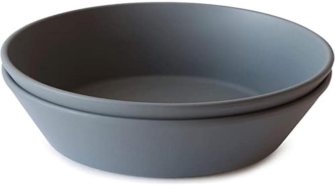 mushie Round Dinnerware Bowls for Kids | Made in Denmark, Set of 2 (Smoke)