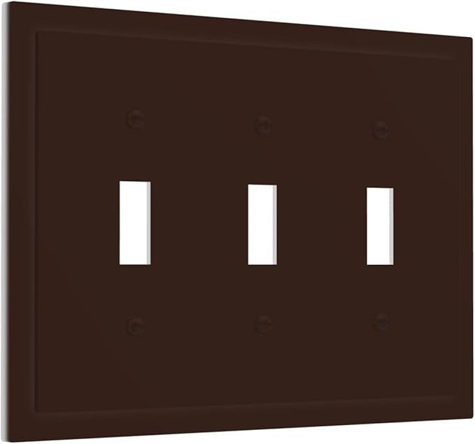 Coffee Brown 3 Gang Light Switch Plate Decorative Triple Toggle Wall Plate Cover Electrical Faceplate Switch Face Plate