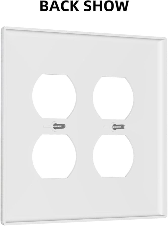 Modern Rustic Wood White Oak Print Outlet Covers 2 Gang Double Duplex Decorative Light Switch Covers Electrical Wallplates Socket Faceplate for Farmhouse Home Decor