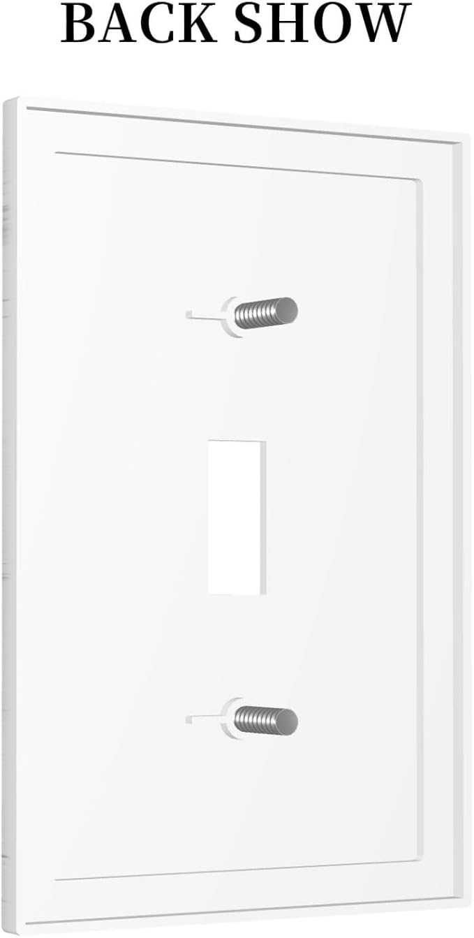Decorative Light Switch Cover White Grey Abstract Modern Marble 1 Gang Single Toggle Device Electrical Faceplate Switchplates Decorator Outlet Wall Plate for Bathroom Kitchen Decor