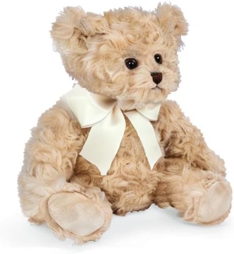 Bearington Tate Teddy Bear Stuffed Animal - 18" Soft Teddy Bear Plush Toy - Classic Design Cuddly Bears with Satin Bow - Adorable Floppy Beige Plush Animal Gift for Kids and Toddlers