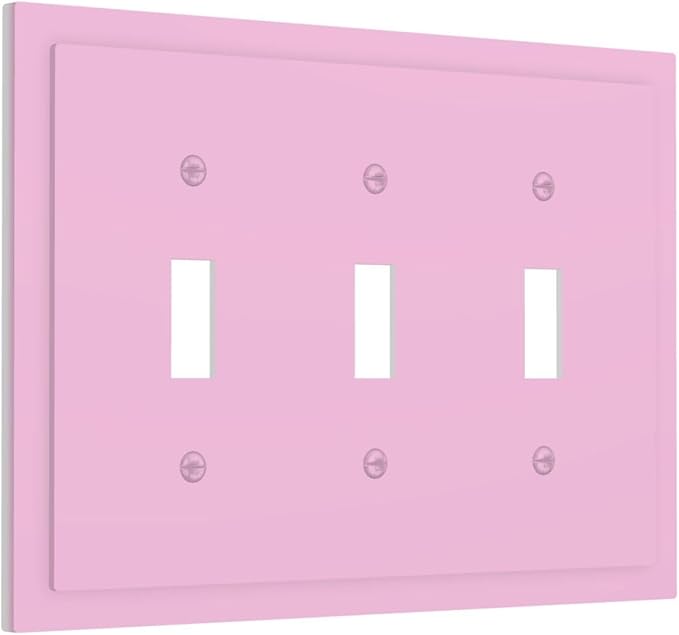 Decorative Romantic Light Purple 3 Gang Toggle Wall Plate, Multicolored Watercolor Colorful Solid Violet Lavender Purple Triple Device Outlet Light Switch Cover Electrical Switch Face Wallplate Cover