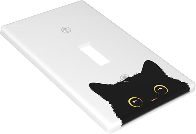 Cute Cat Black Light Switch Cover Plates Decorative Single Toggle Wall Plate, 1 Gang Lightswitch Cover