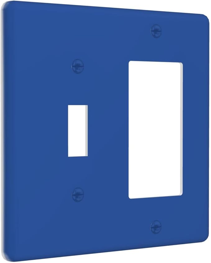 Blue 2 Gang Combination Light Switch Cover Decorative 1-Toggle 1-Decorator Wall Plate Electrical GFCI Combo Receptacle Faceplate