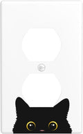 Cute Cat Black Outlet Covers Decorative Electrical Outlets Duplex Outlet 1-Gang Wall Plate Receptacle Wall Outlet Cover