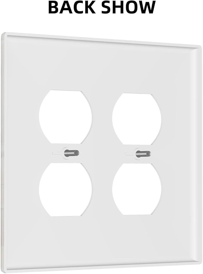 Abstract Luxury White Marble Texture Outlet Covers 2 Gang Double Duplex Decorative Light Switch Covers Electrical Wallplates Socket Faceplate for Bathroom Kitchen Living Room Decor