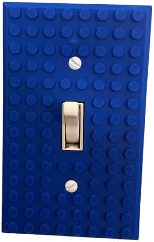 Brick Wall Plate, Single Toggle Light Switch Cover for Kids Bedroom, Game Room, 1-Gang (Blue)