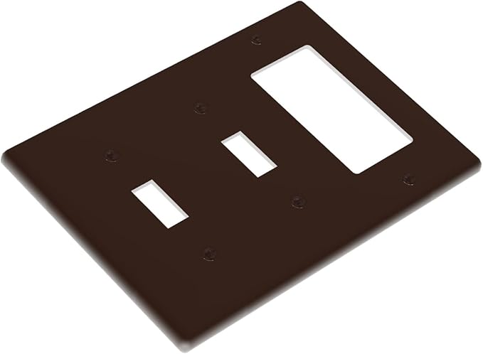 Decorative Coffee Brown 3 Gang 2 Toggle 1 GFCI/Decorator Combination Light Switch Cover, Modern Solid Dark/Light Brown Triple Combo Toggle/Rocker Electrical Outlet Switches and Face Wall Plate Cover