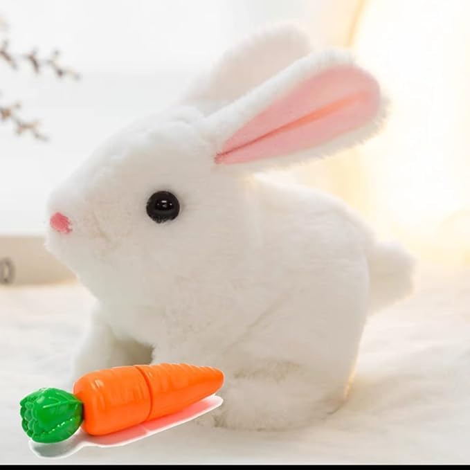 SUQ My Realistic Bunny Toy Interactive Realistic Stuffed Bunny with Moving Ears & Nose, Lifelike Rabbit Plush Toy for Kids Girls Boys Easter Birthday Gift
