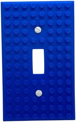Brick Wall Plate, Single Toggle Light Switch Cover for Kids Bedroom, Game Room, 1-Gang (Blue)