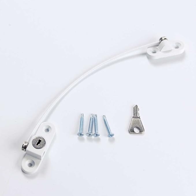 Child Safety Locks Window Door Cable Ventilator Kid Lock Baby Security Locking Keyed Opening Restrictor For Baby Protection Prevent Children Falling Window Lock (2PC White)