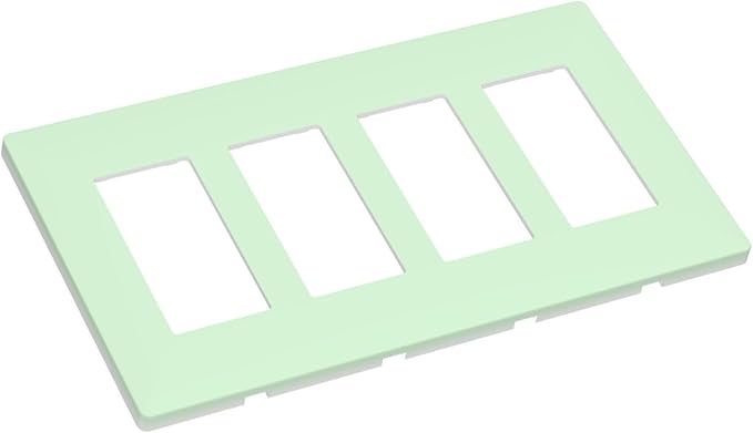 Green 4 Gang Quad Rocker/GFCI/Decorator Light Switch Cover Plate Decorative Electric Faceplate Decorative Switchplate Screwless