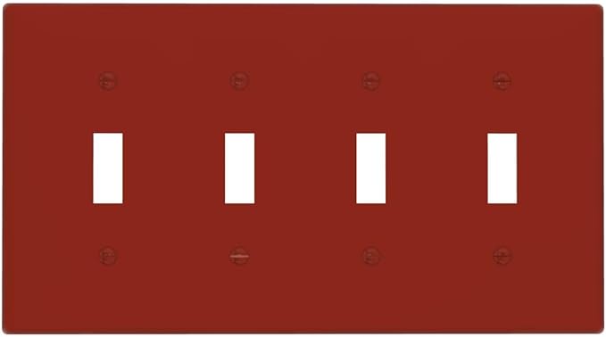 Brown 4 Gang Quad Toggle Light Switch Cover Decorative Electric Decorative Quadruple Device Switch Face Wall Plate Screwless