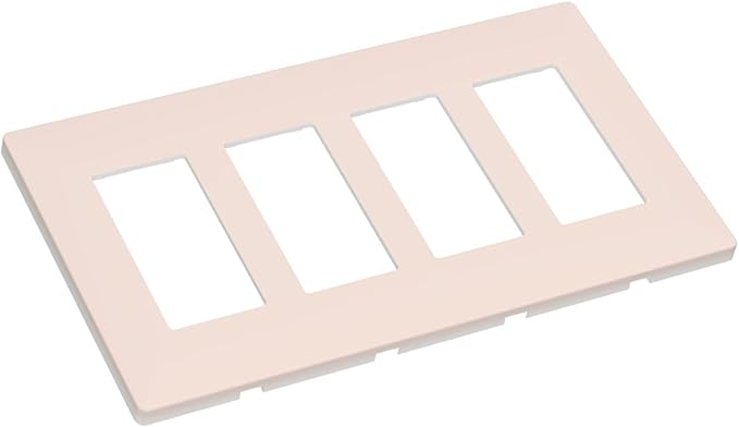 Beige 4 Gang Quad Rocker/GFCI/Decorator Light Switch Cover Plate Decorative Electric Faceplate Decorative Switchplate Screwless