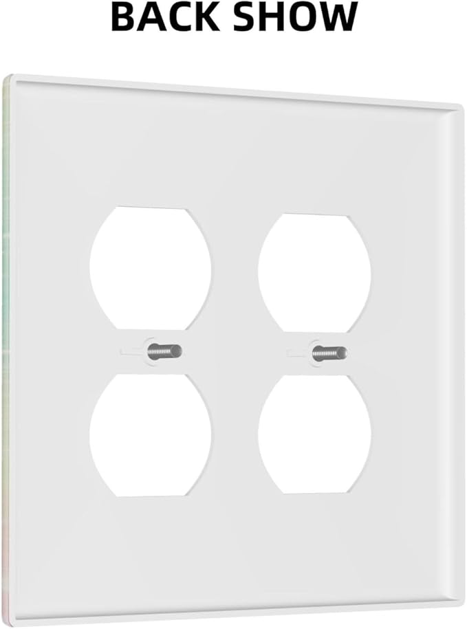 Decorative Light Switch Cover Plate Rainbow Shiny Gradient Colors 2 Gang Socket Covers Double Duplex Wallplates Switch Plates and Outlet Covers for Kids Room Nursery Decor