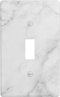 White Marble Pattern Light Switch Cover Decorative Single Toggle Wall Plate 1-Gang Art Print Faceplate for Kids Kitchen Home Room Decor 4.5" x 2.76"