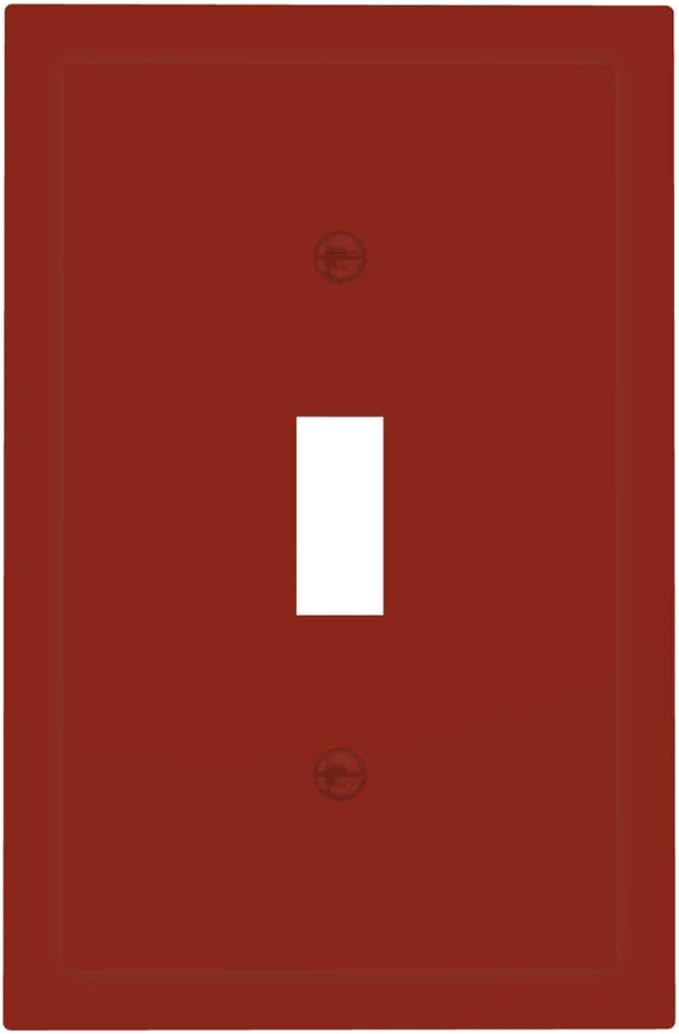 Decorative Solid Maroon Red Toggle 1-Gang Toggle Light Switch Cover, Colored/Color Thick Grape Wine Red Brown Single Electrical Device Switch Face Wall Plate One Gang
