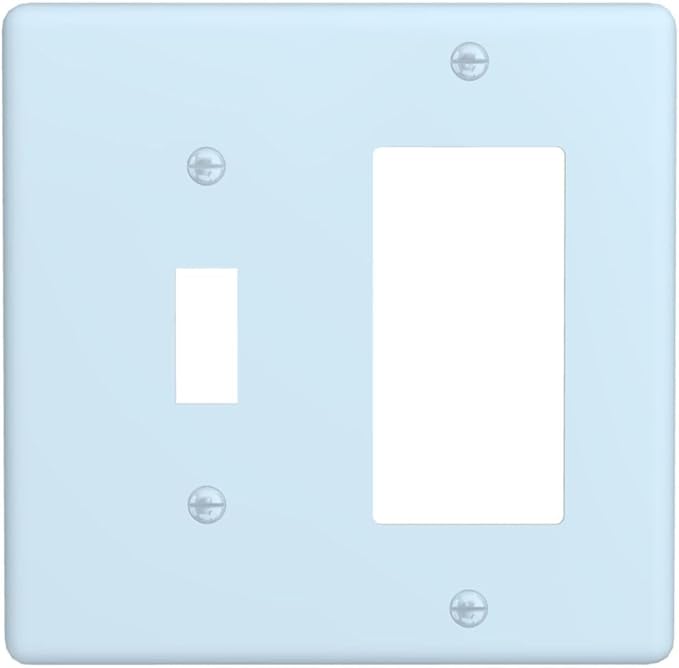 Aqua/Teal 2 Gang Combination Light Switch Cover Decorative 1-Toggle 1-Decorator Wall Plate Electrical GFCI Combo Receptacle Faceplate