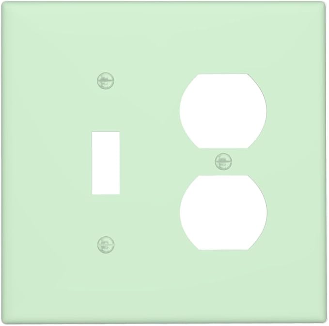 Green 2 Gang Single Toggle/Duplex Combo Outlet Light Switch Cover, Combo 1-Toggle 1-Dimmer Decorator Wall Plate Electrical Faceplate