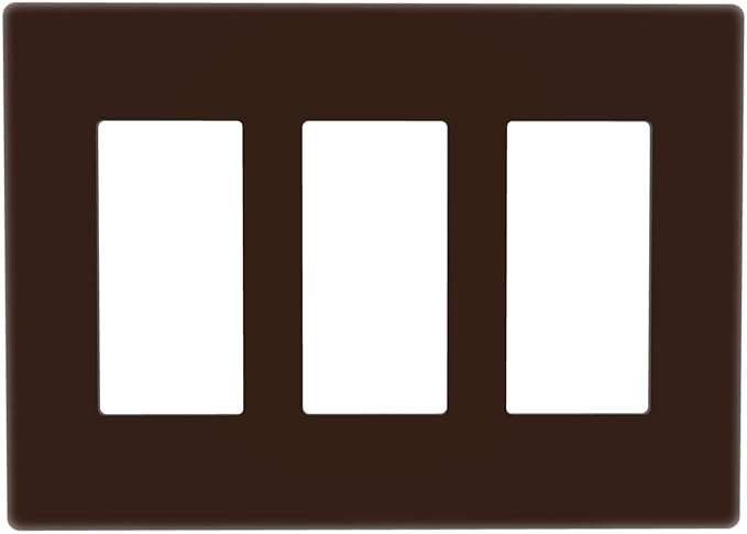 Coffee Brown 3 Gang Triple Rocker/Decorator Light Switch Wall Plate Cover Decorative GFCI Electrical Faceplate Switchplate Dimmer