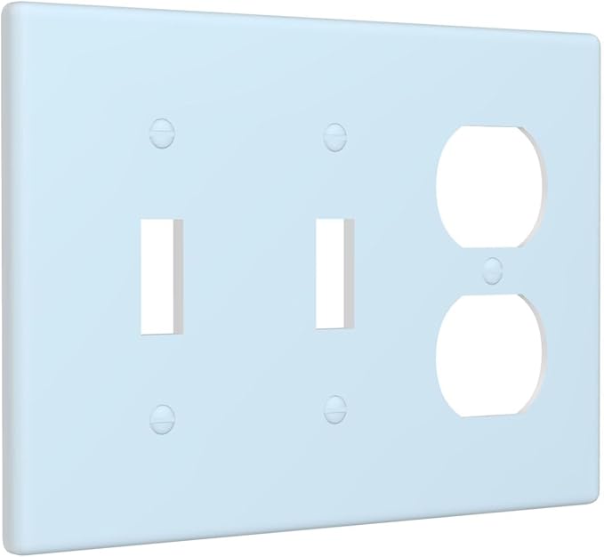 Aqua/Teal 3 Gang 2 Toggle 1 Duplex Combination Light Switch Plate Decorative Triple Toggle Wall Plate Cover Electrical Faceplate Switch Face Plate