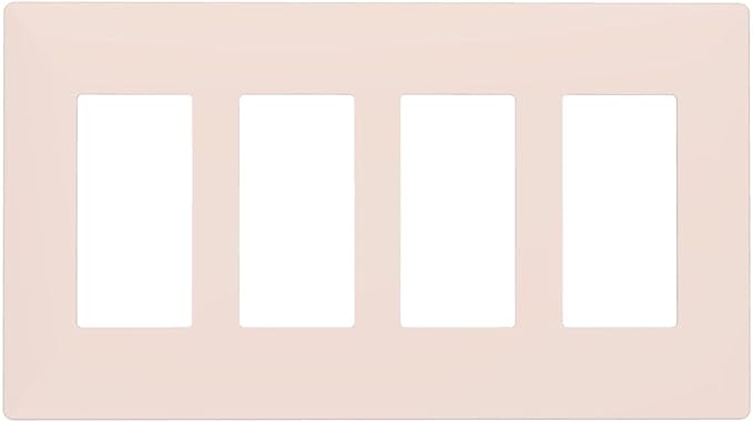 Beige 4 Gang Quad Rocker/GFCI/Decorator Light Switch Cover Plate Decorative Electric Faceplate Decorative Switchplate Screwless