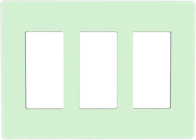 Green 3 Gang Triple Rocker/Decorator Light Switch Wall Plate Cover Decorative GFCI Electrical Faceplate Switchplate Dimmer