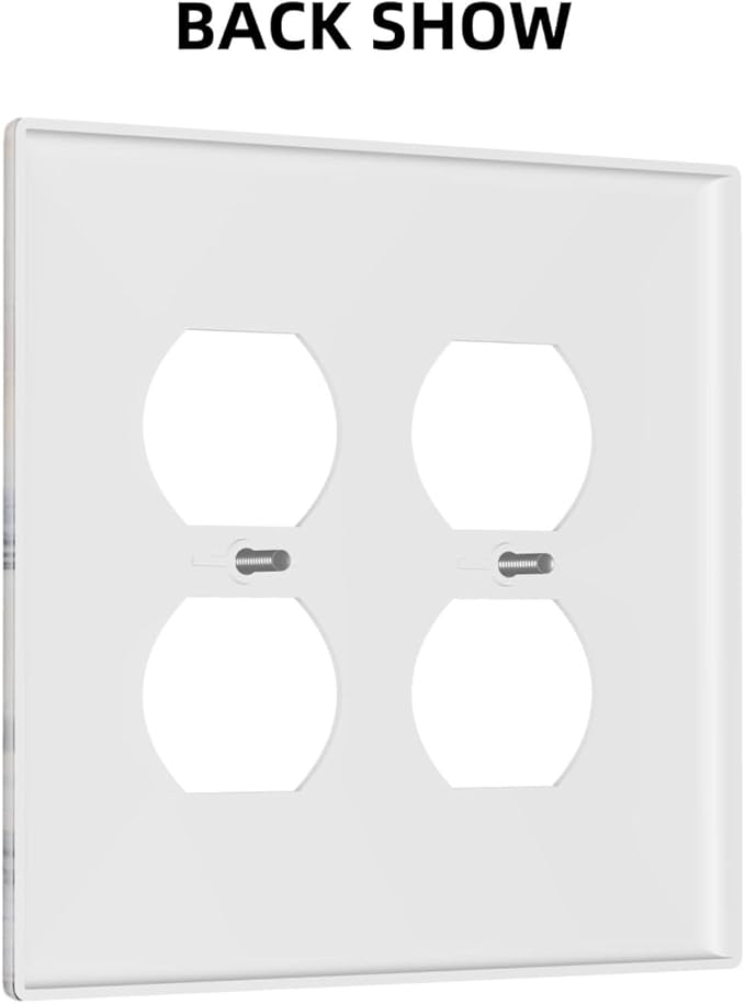 Abstract Marble Textured Modern Luxury Print Outlet Covers 2 Gang Double Duplex Decorative Light Switch Covers Electrical Wallplates Socket Faceplate for Bathroom Kitchen Decor