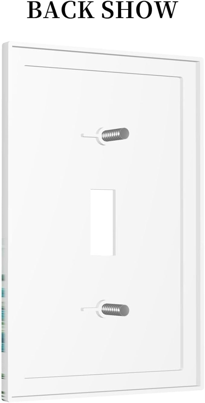 Decorative Light Switch Cover Blue Green Flowers Light Green Watercolor Patterns 1 Gang Single Toggle Decorator Outlet Wall Plate Device Electrical Faceplate Switchplates for Bedroom Home