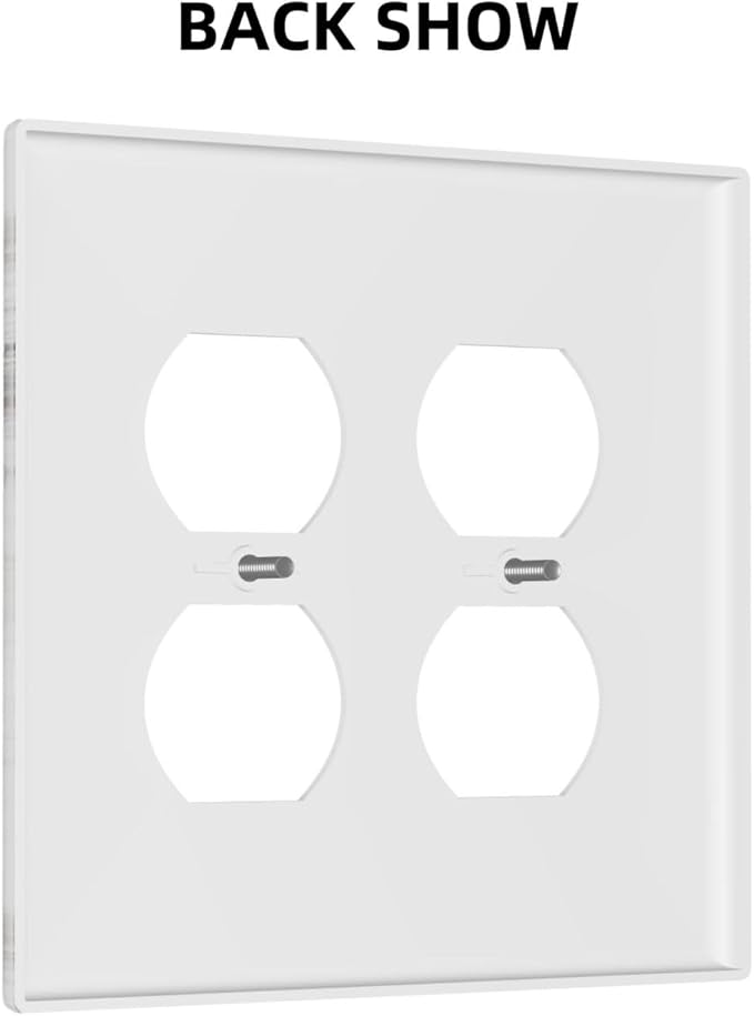 White And Gray Marble Patterns Texture Abstract Print Outlet Covers 2 Gang Double Duplex Decorative Light Switch Covers Electrical Wallplates Socket Faceplate for Bathroom Kitchen Decor