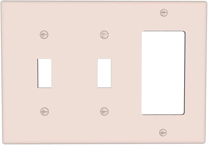 Beige 3 Gang 2 Toggle 1 Rocker/GFCI/Decorator Combination Light Switch Plate Decorative Triple Toggle Wall Plate Cover Electrical Switch Face Plate