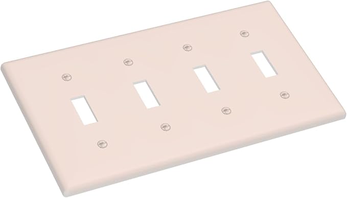Decorative Yellow/Beige 4 Gang Quad Toggle Light Switch Cover, Solid Soft Colored Tan/Cream Electric Decorative Quadruple Device Outlet Switch Face Wall Plate Covers