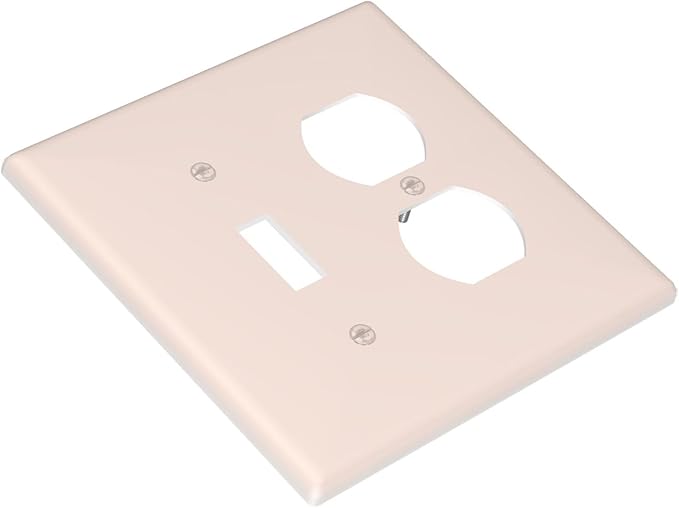 Beige 2 Gang Single Toggle/Duplex Combo Outlet Light Switch Cover, Combo 1-Toggle 1-Dimmer Decorator Wall Plate Electrical Faceplate