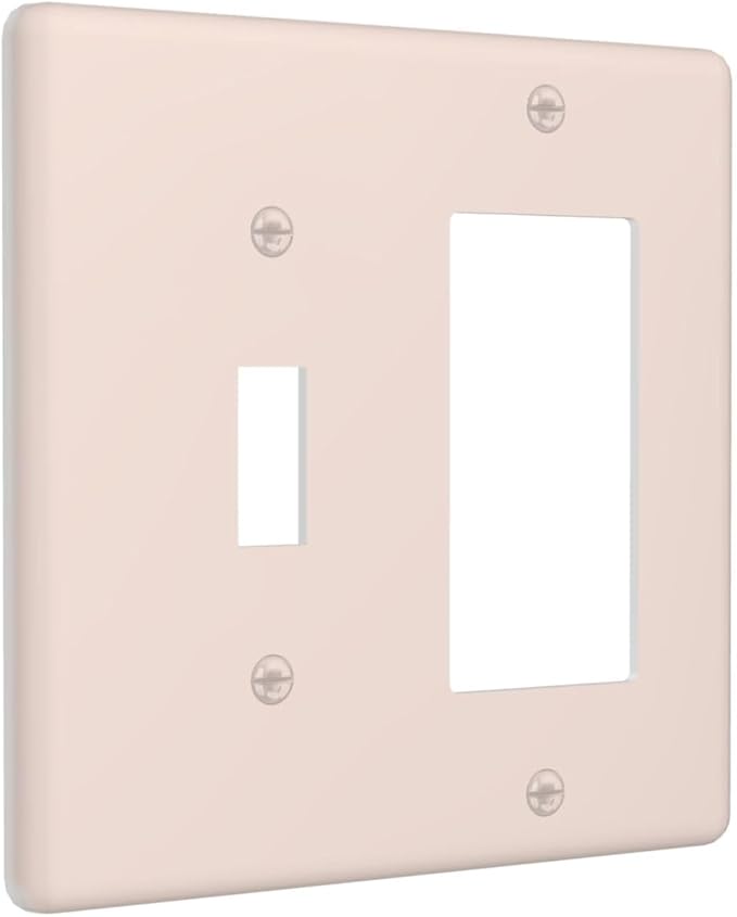 Decorative Solid Yellow Beige 2 Gang Combination Single Toggle with One Rocker/GFCI Light Switch Cover Thick Tan/Cream 1-Toggle 1-Decorator Wall Plate GFCI Combo Receptacle Outlet Faceplate Covers