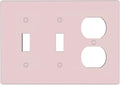Light Pink 3 Gang 2 Toggle 1 Duplex Combination Light Switch Cover Decorative Girly Woman Solid Color Triple Combo Device Wall Plate Cover Electrical Faceplate Switch Faceplate Standard Size