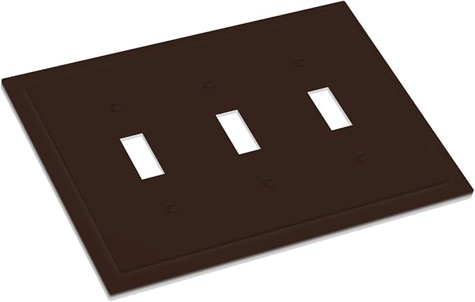 Coffee Brown 3 Gang Light Switch Plate Decorative Triple Toggle Wall Plate Cover Electrical Faceplate Switch Face Plate