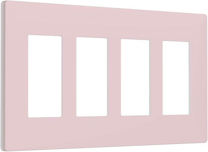 Rose Purple Pink 4 Gang Quad Rocker/GFCI/Decorator Light Switch Cover Plate Decorative Electric Faceplate Decorative Switchplate Screwless