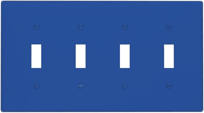 Blue 4 Gang Quad Toggle Light Switch Cover Decorative Electric Decorative Quadruple Device Switch Face Wall Plate Screwless