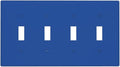 Blue 4 Gang Quad Toggle Light Switch Cover Decorative Electric Decorative Quadruple Device Switch Face Wall Plate Screwless