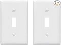 Light Switch Cover Plate,Toggle Light Switch Wall Plate,Toggle Wall Plate Cover,Standard Size 1-Gang 4.50" x 2.76",Unbreakable Polycarbonate Thermoplastic,UL Listed (2 Pack, Glossy White)
