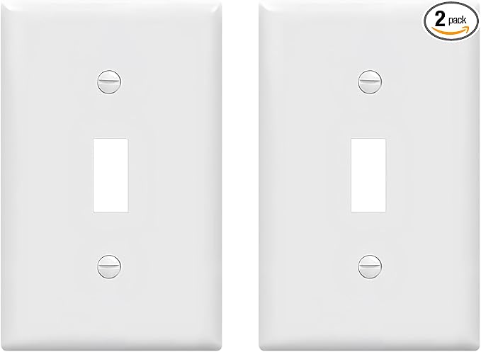 Light Switch Cover Plate,Toggle Light Switch Wall Plate,Toggle Wall Plate Cover,Standard Size 1-Gang 4.50" x 2.76",Unbreakable Polycarbonate Thermoplastic,UL Listed (2 Pack, Glossy White)