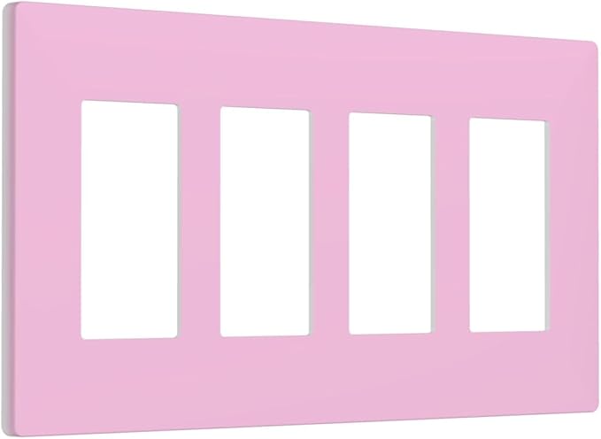 Decorative Purple 4 Gang Quad Rocker/GFCI/Decorator Light Switch Cover Lovely Girl Girly Lavender Electric Face Wallplate Switchplate Screwless